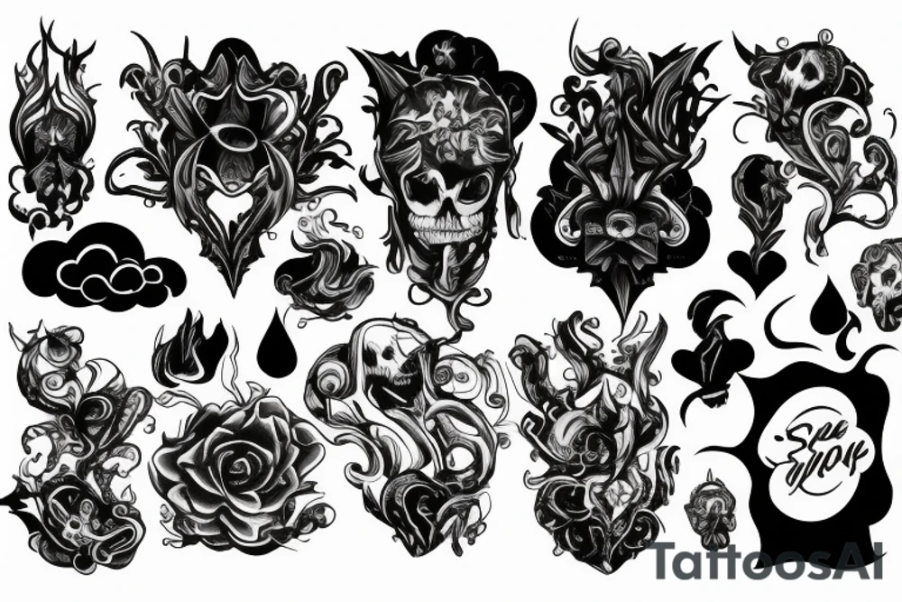dark clouds, smoke and mirrors tattoo idea