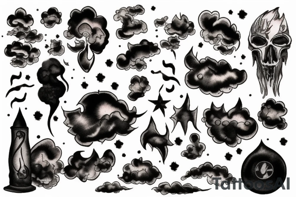 dark clouds, smoke and mirrors tattoo idea