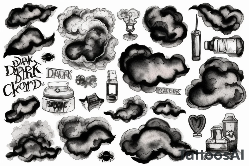 dark clouds, smoke and mirrors tattoo idea