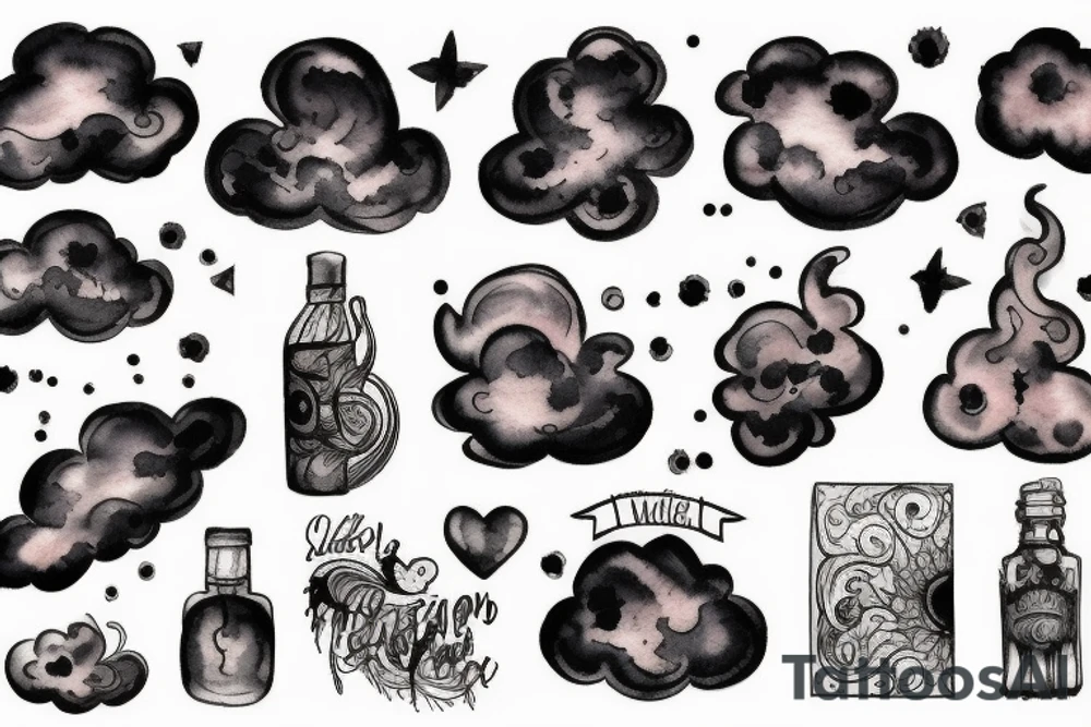 dark clouds, smoke and mirrors tattoo idea
