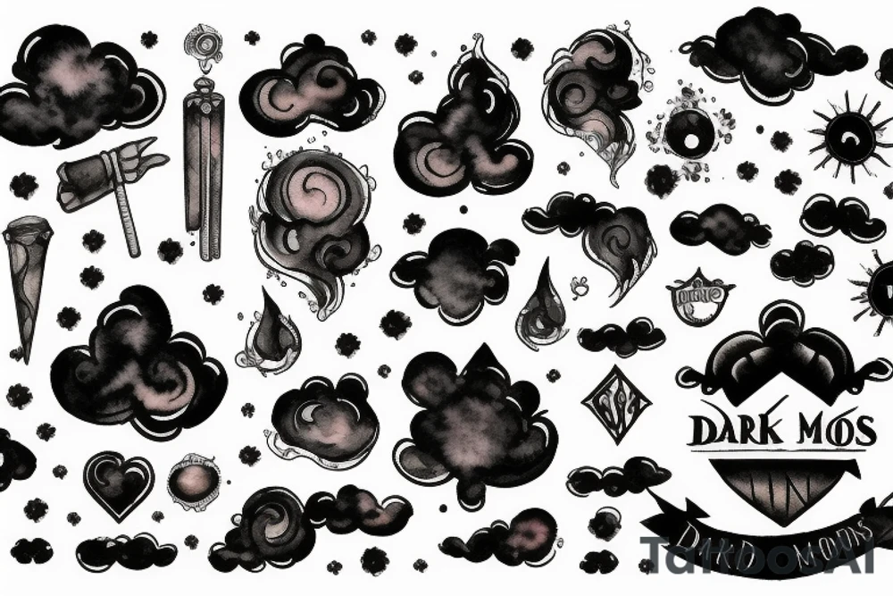 dark clouds, smoke and mirrors tattoo idea