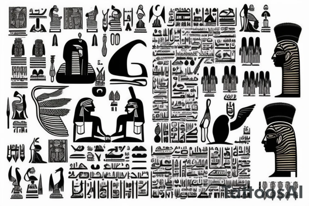 Egyptian symbols half sleeve tattoo idea
