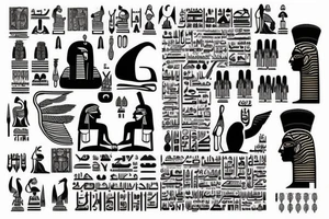Egyptian symbols half sleeve tattoo idea