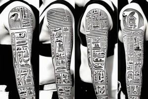 Egyptian symbols half sleeve tattoo idea