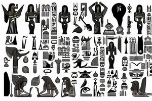 Egyptian symbols half sleeve tattoo idea