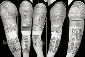Egyptian symbols half sleeve tattoo idea