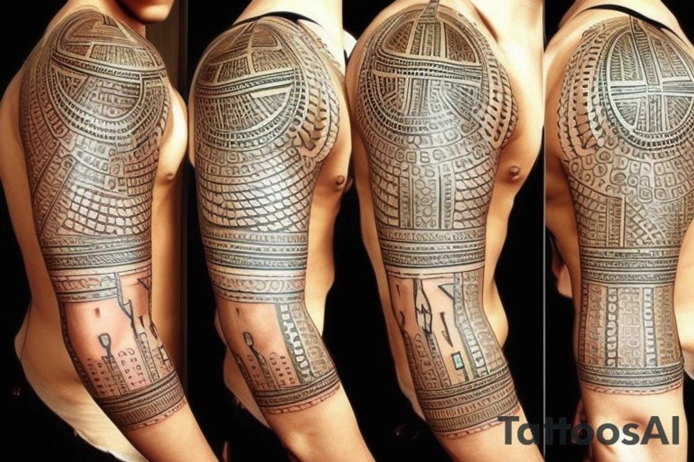 Egyptian symbols half sleeve tattoo idea