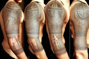 Egyptian symbols half sleeve tattoo idea