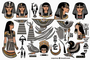 Egyptian symbols half sleeve tattoo idea