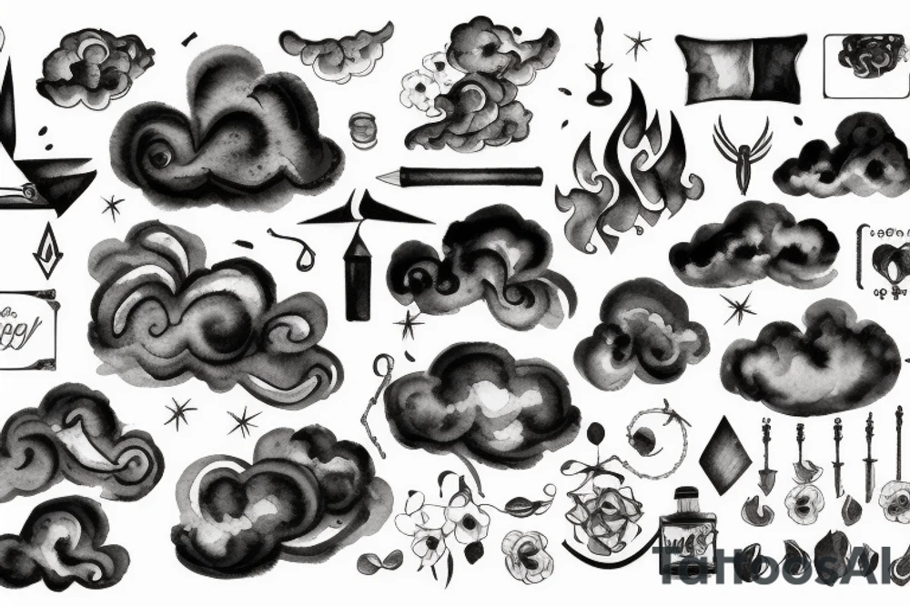 dark clouds, smoke and mirrors tattoo idea