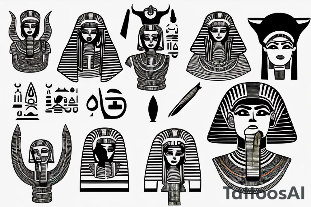 Egyptian symbols half sleeve tattoo idea