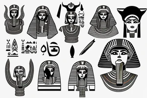 Egyptian symbols half sleeve tattoo idea