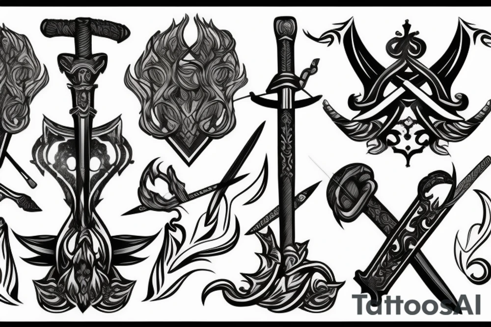 sword and smoke tattoo idea