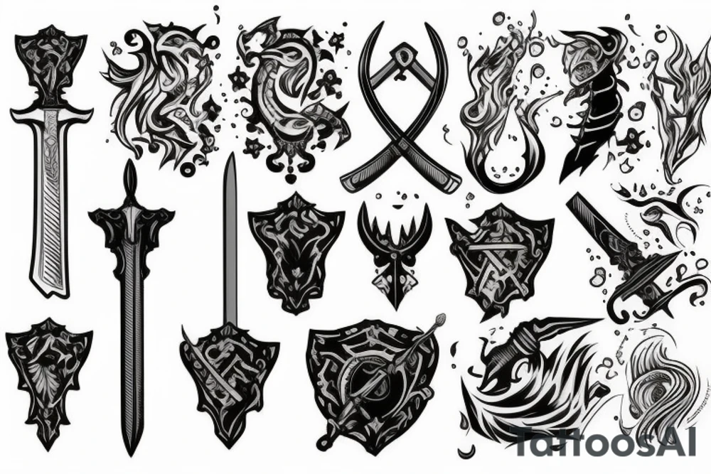 sword and smoke tattoo idea