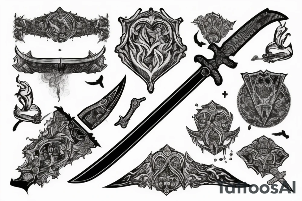 sword and smoke tattoo idea