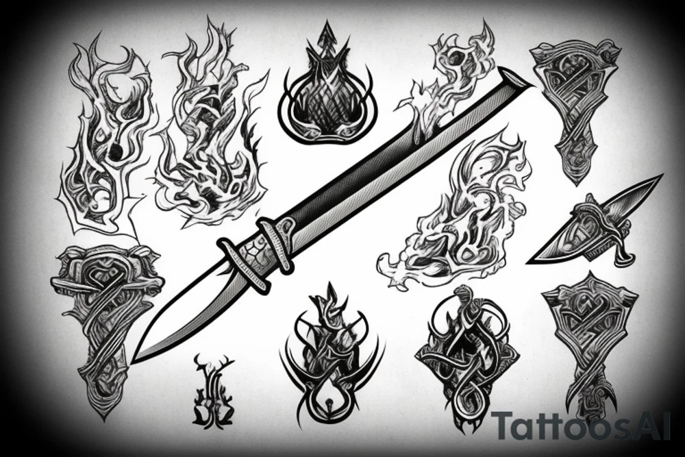 sword and smoke tattoo idea