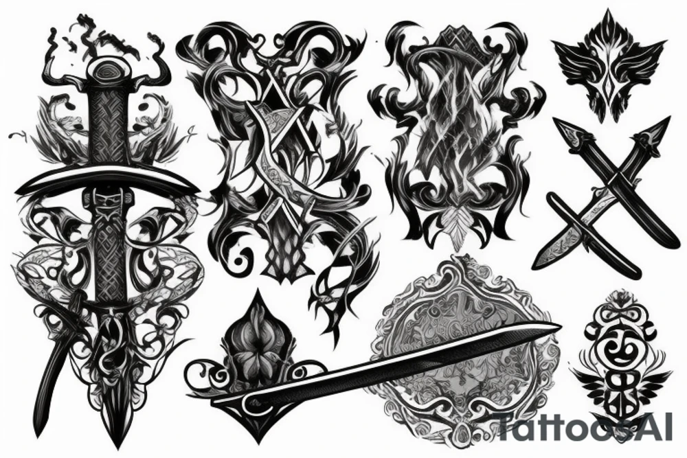 sword and smoke tattoo idea