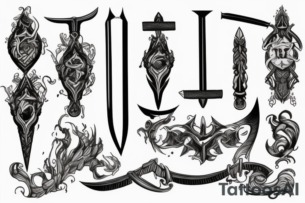 sword and smoke tattoo idea
