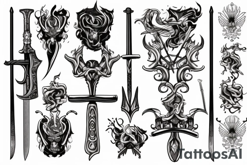 sword and smoke tattoo idea
