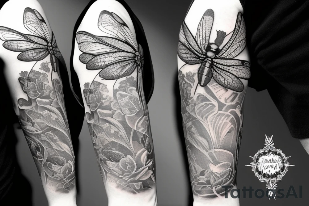 Dragonfly half sleeve tattoo idea