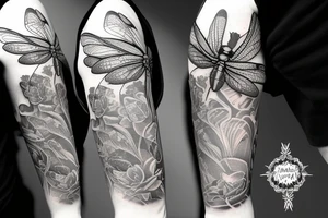 Dragonfly half sleeve tattoo idea