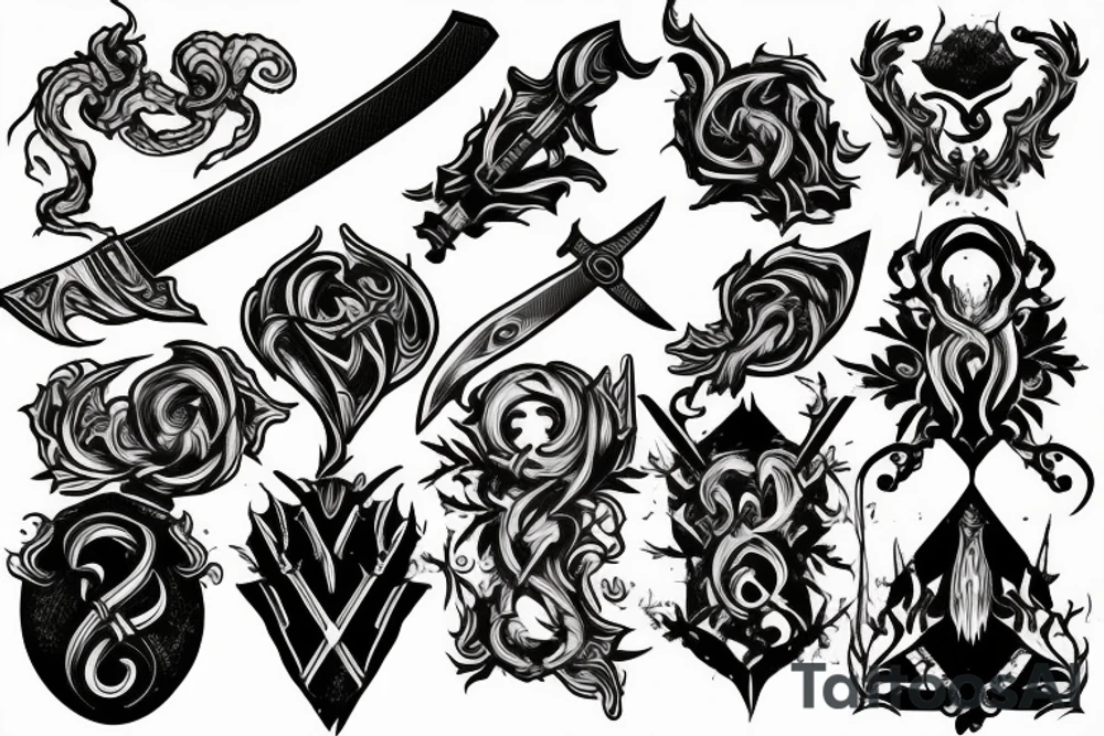 sword and smoke tattoo idea