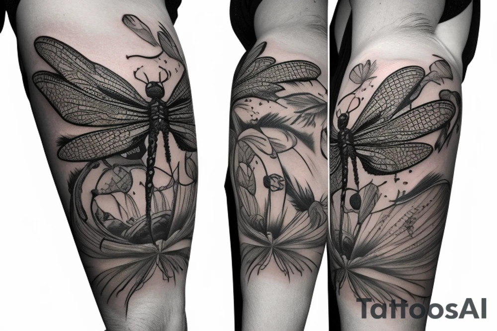 Dragonfly half sleeve tattoo idea