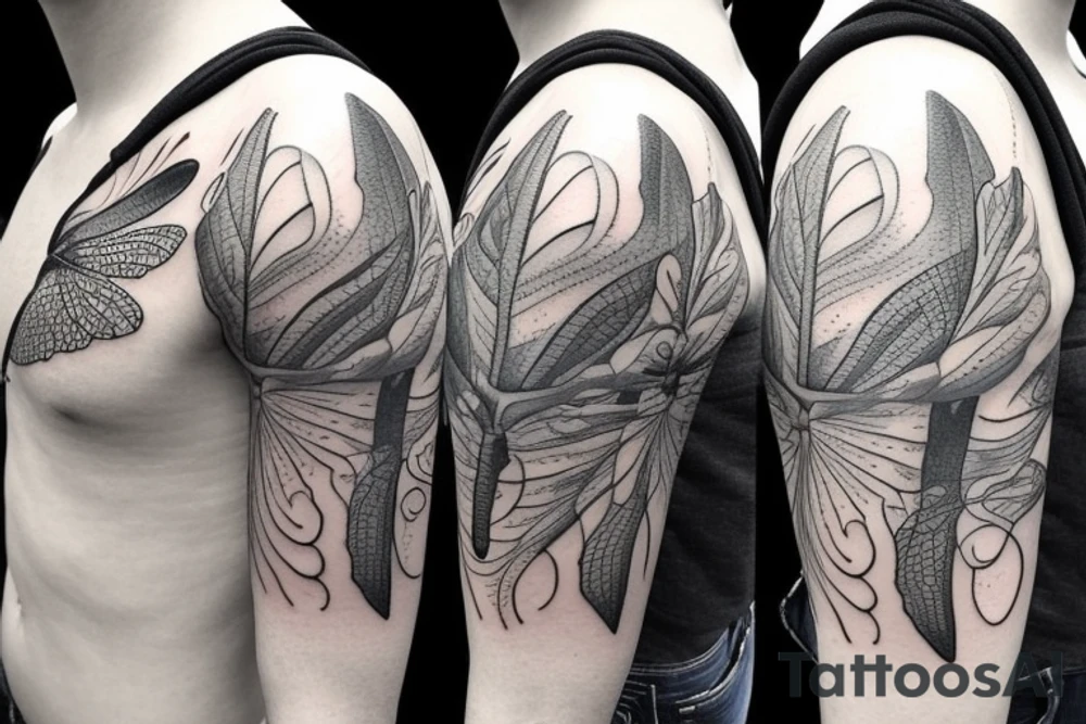 Dragonfly half sleeve tattoo idea