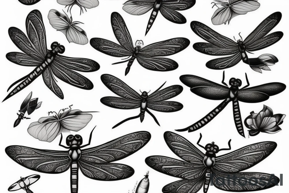 Dragonfly half sleeve tattoo idea