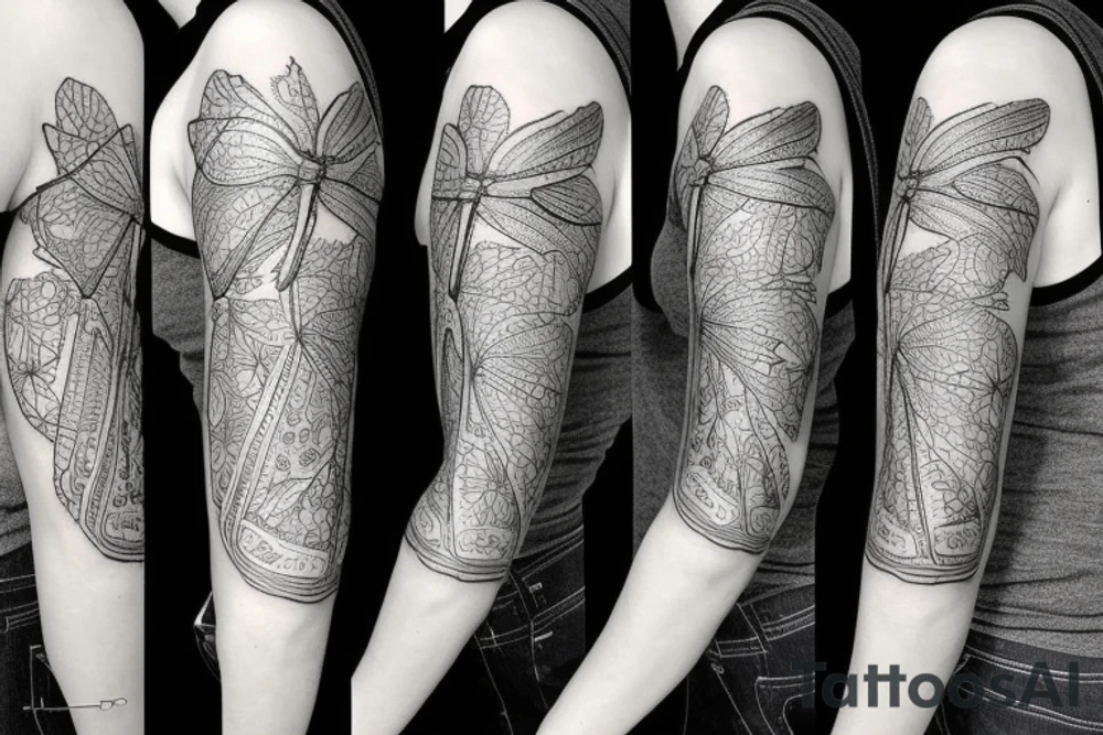 Dragonfly half sleeve tattoo idea