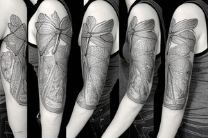 Dragonfly half sleeve tattoo idea
