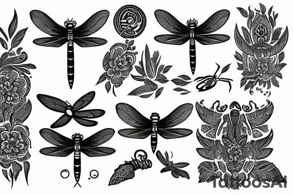 Dragonfly half sleeve tattoo idea