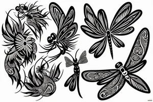 Dragonfly half sleeve tattoo idea