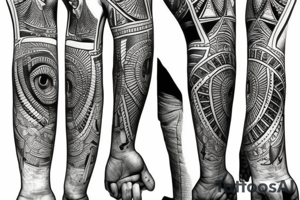 Egyptian art half sleeve tattoo idea