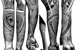 Egyptian art half sleeve tattoo idea