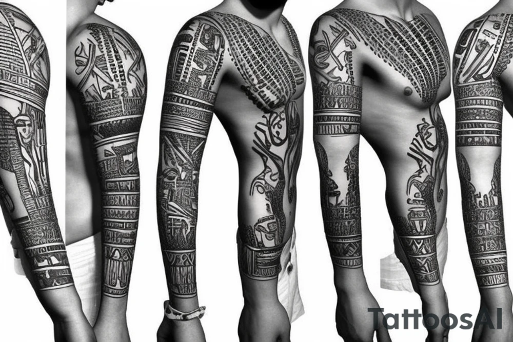 Egyptian art half sleeve tattoo idea