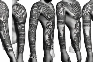 Egyptian art half sleeve tattoo idea