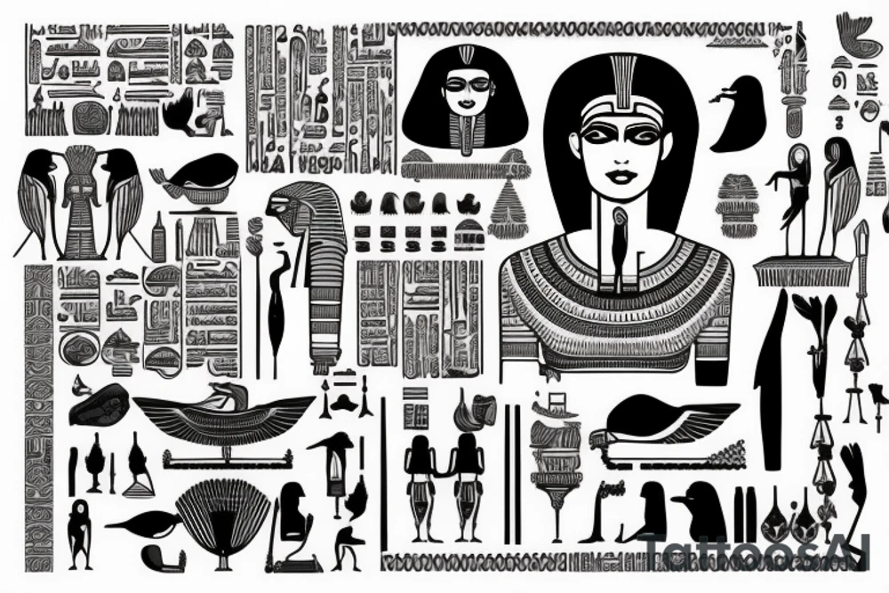 Egyptian art half sleeve tattoo idea