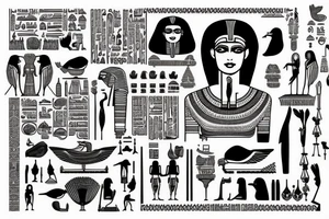 Egyptian art half sleeve tattoo idea