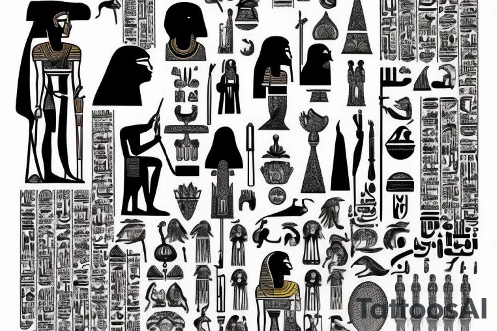 Egyptian art half sleeve tattoo idea