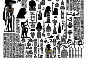 Egyptian art half sleeve tattoo idea