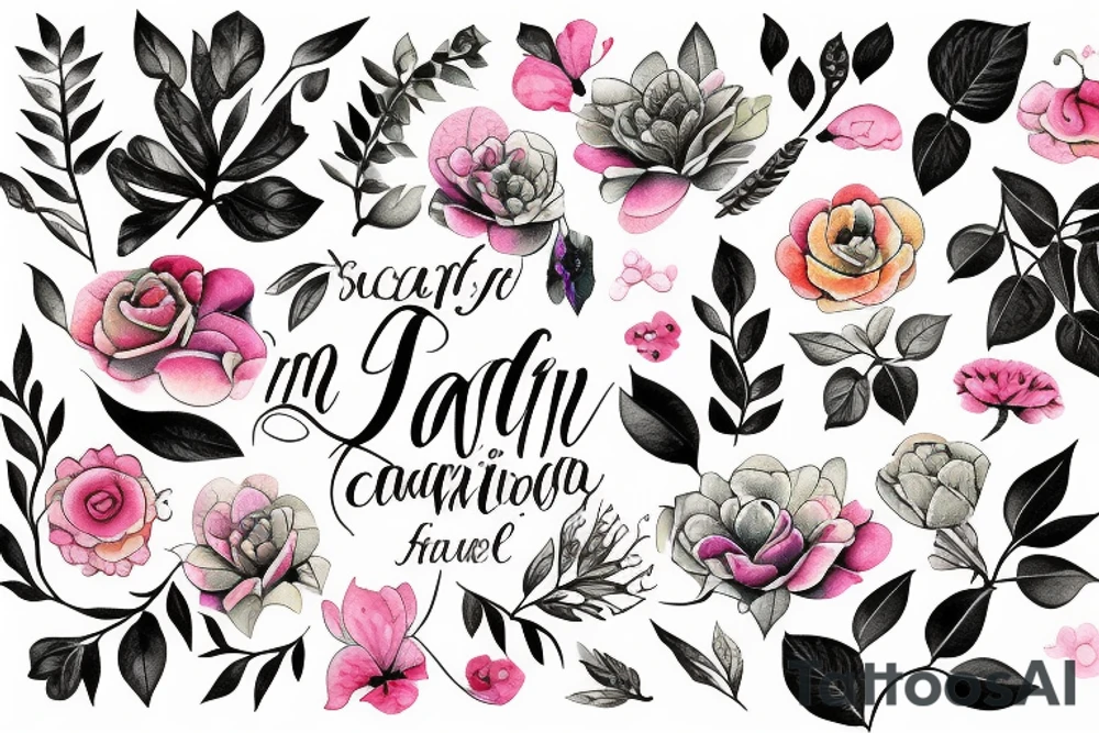 Florals surrounding a quote tattoo idea