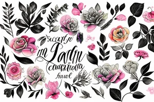 Florals surrounding a quote tattoo idea