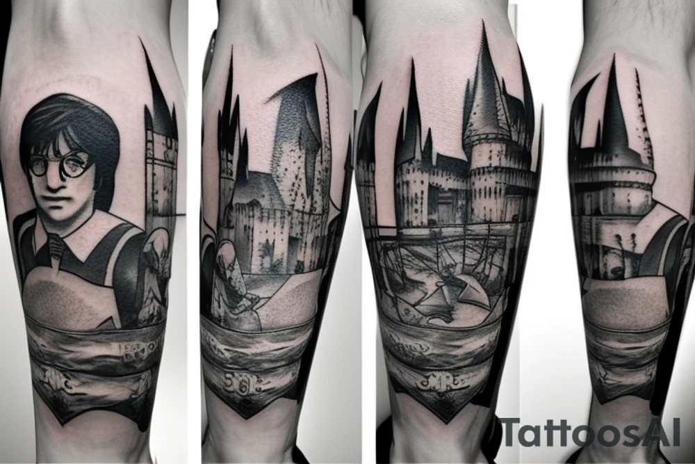 Three stars from Harry Potter book page tattoo idea