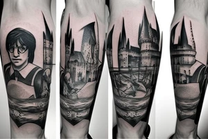 Three stars from Harry Potter book page tattoo idea
