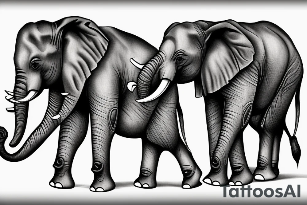 Elephant walking with two baby elephants tattoo idea
