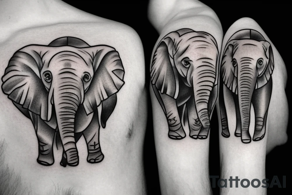 two baby elephants tattoo idea