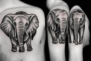 two baby elephants tattoo idea
