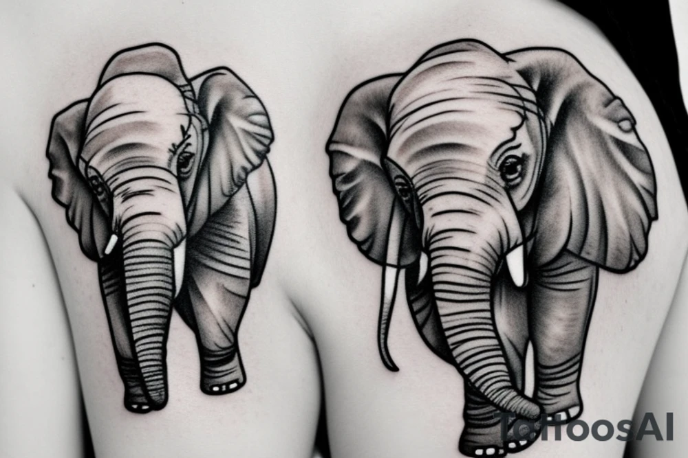 two baby elephants tattoo idea