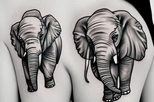 two baby elephants tattoo idea